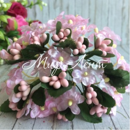 Бузок з тичинками, 2 см, світло-рожевий, букет