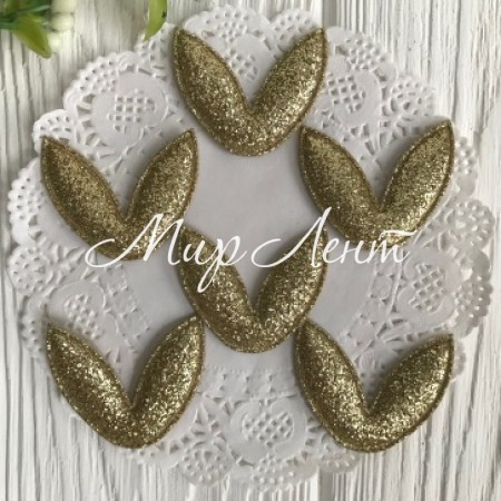 Аплікація вушка з глітером, золото, шт.