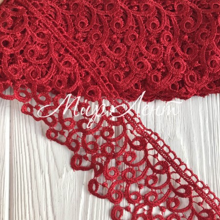 Мереживо макрамі "Сандра", 7,5 см, червоне, метр