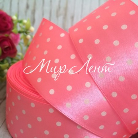 Атлас 4 см горох, яскраво-рожевий, метр