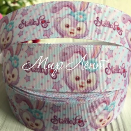 Репс 2,5 см, Stella Lou на рожево-блакитному