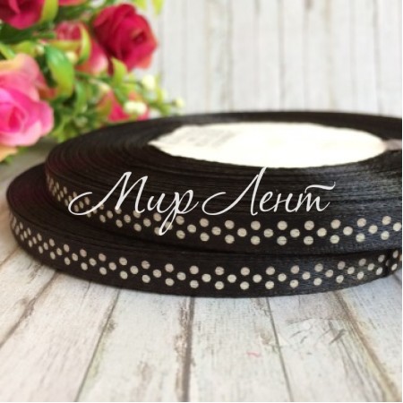 Атлас 0,6 см горох, черный, рулон 45 м