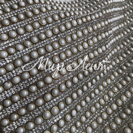 Стрази полотно клейове (№32167), кнопки перли білі зі стразами, смужка 1,2х40 см