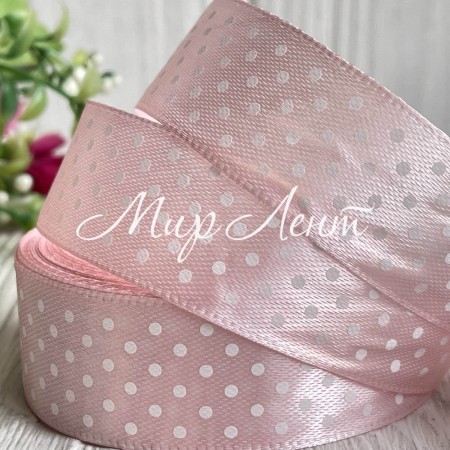 Атлас 2,5 см горох, ванільно-пудровий, метр