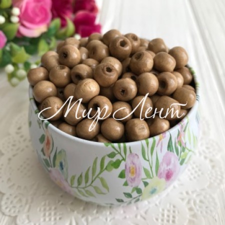 Дерев'яні намистини, 8 мм, світло-коричневий, 10 шт.