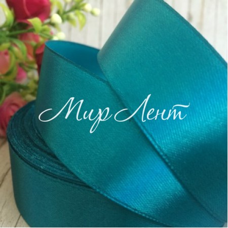 Атлас 2,5 см, бірюзовий, метр