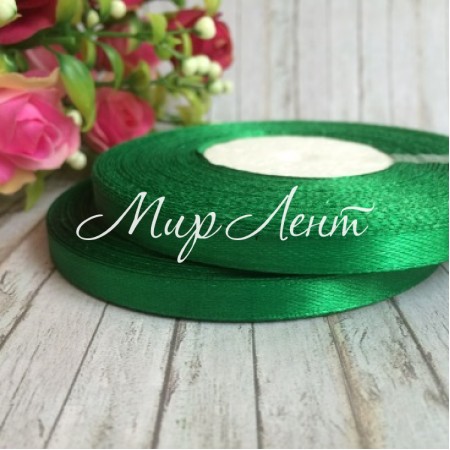 Атлас 0,6 см, зеленый, рулон 33 м