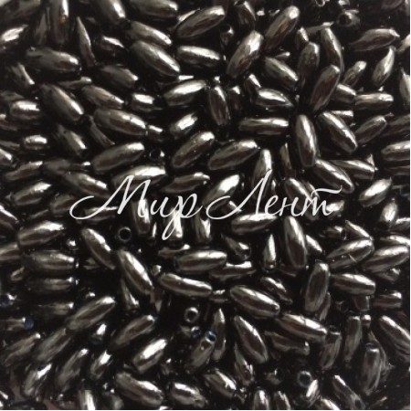 Жемчуг-рис, 4х8 мм, черный, 1 шт. (пластик)