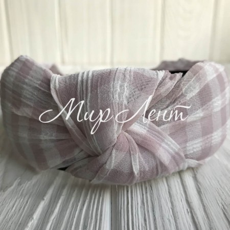 Обруч чалма шотландка, 4,5 см, рожево-білий, шт.