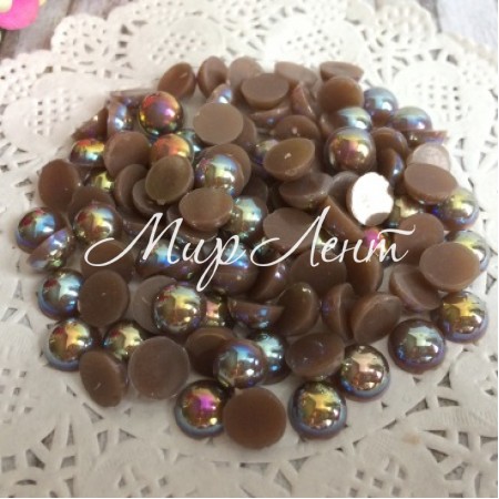 Напівбусина, 8 мм, капучіно перламутр, 100 шт.