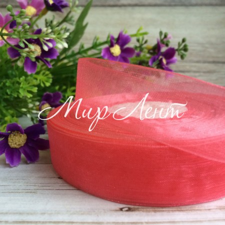 Органза 2 см, коралловый, метр