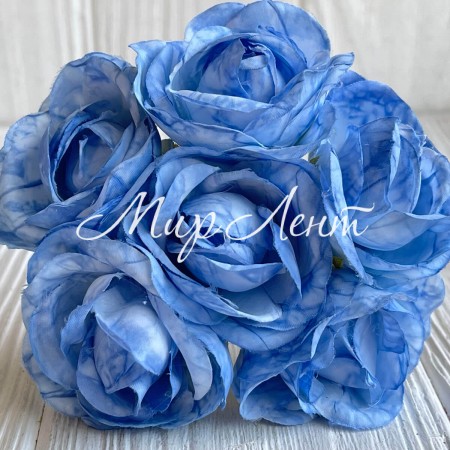 Мармурова троянда, 4,5 см, насичено-блакитна, пучок