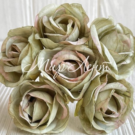 Мармурова троянда, 4,5 см, оливково-мятна, пучок