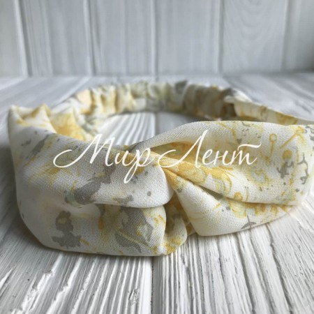 Пов'язка-обкладинка шифон у квіточку, 6 см, біло-жовта, шт.