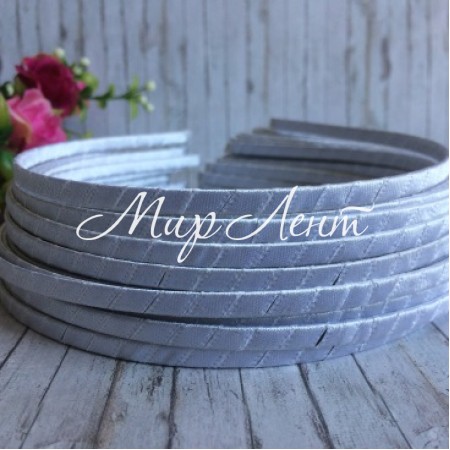 Обруч обмотаний атласною стрічкою, 6 мм, білий