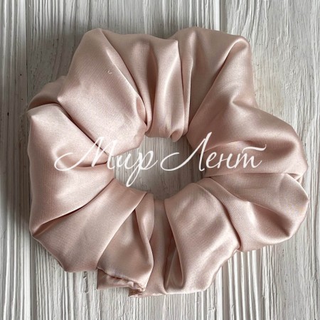 Скранч шовк, 11 см, бежево-рожевий, шт.