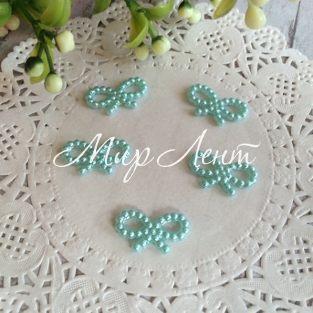 Бантик перламутровий блакитний, 1,8 см, ціна за 1 шт.