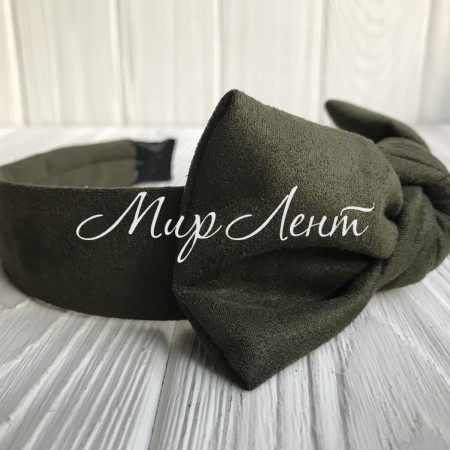 Обруч замшевий бант, 2,5 см, хакі, шт.