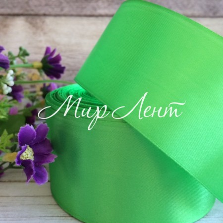Атлас 5 см, яскраво-зелений, рулон 33 м