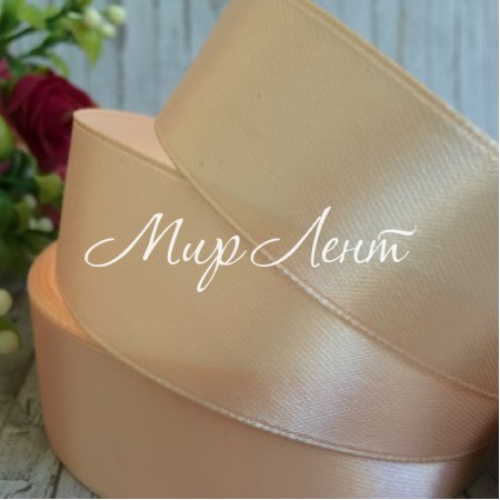 Атлас 2,5 см, світло-персиковий, метр