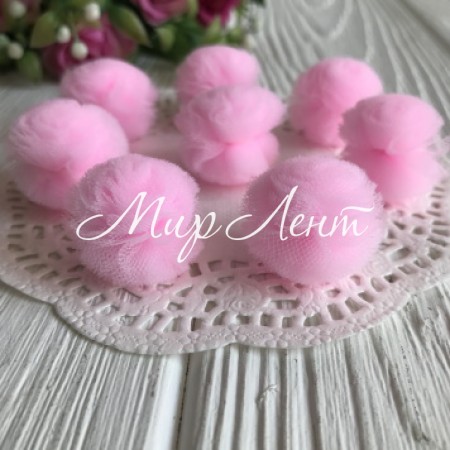Помпони з фатину, 2,5 см, світло-рожевий, шт.