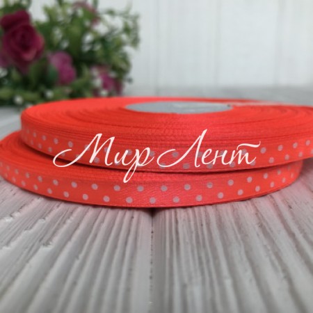 Атлас 0,6 см горох, яскраво-жовтогарячий, рулон 45 м