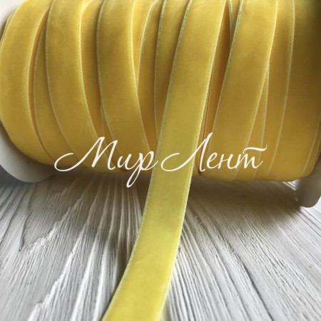 Стрічка велюр, 1,5 см, жовтий, метр