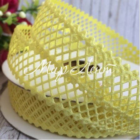 Мереживна стрічка сіточка, 2 см, жовтий, метр