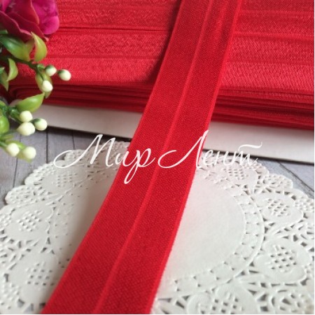 Бейка стрейчевая, 2,5 см, красный, метр
