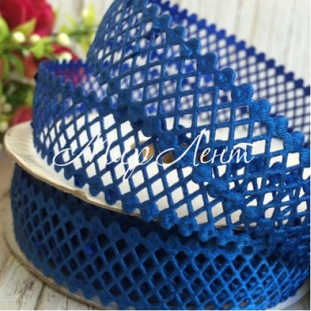 Мереживна стрічка сіточка, 2 см, темно-синій, метр