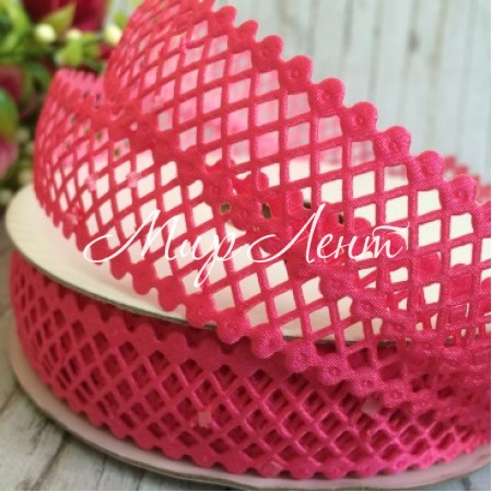 Кружевная лента сеточка, 2 см, малиновый, метр