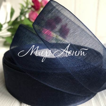 Органза 2,5 см, сапфировый, метр