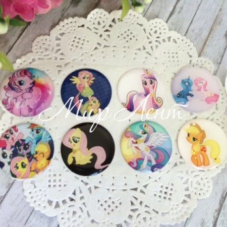 Наклейки, Поні, набір № 9 - (8 шт.)