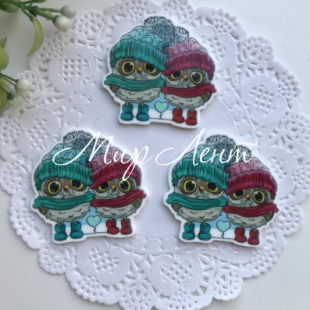 Кабошон NY, 41х42 мм, сови у шапках, шт.