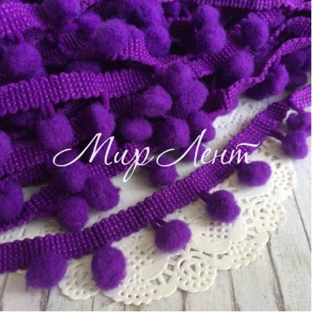 Тесьма помпончики, 1 мм, темно-фіолетовий, за 1 м