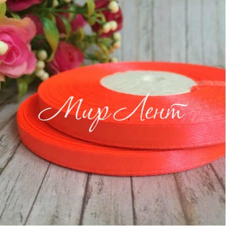 Атлас 0,6 см, яскраво-жовтогарячий, рулон 33 м