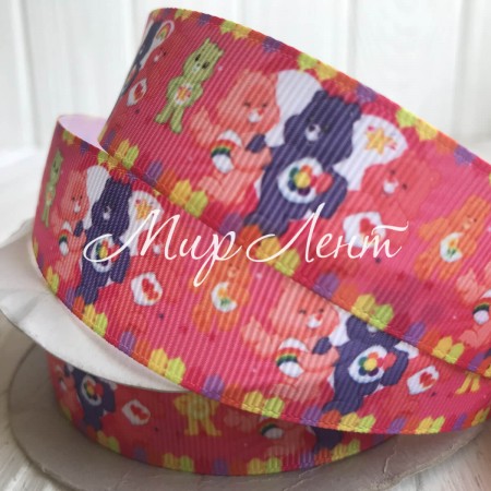 Репс 2,5 см, ведмедики Гаммі, малиновий, метр