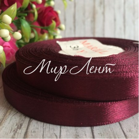 Атлас 0,9 см, вишневий, рулон 33 м