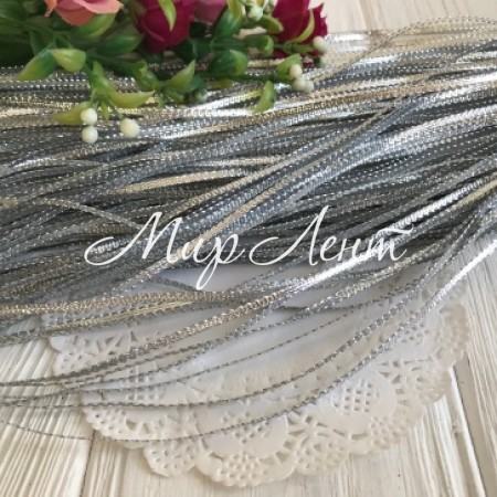Тесьма парча плоска (тонка), 2 мм, срібло, ціна за 1 м