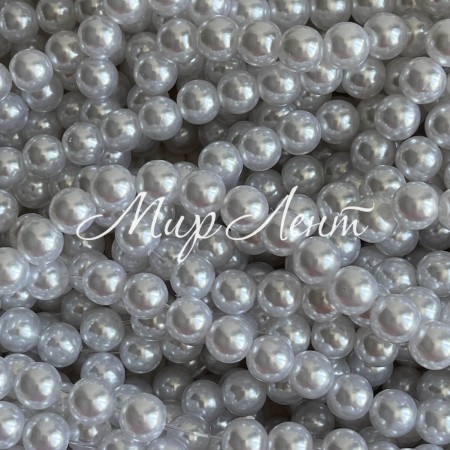 Перли на нитці Vip, 8 мм, білий, нитка близько 95 см