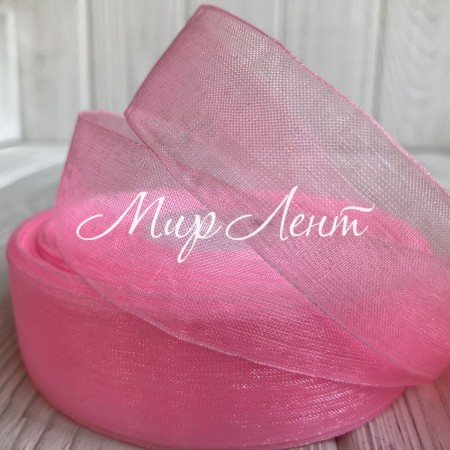 Органза 2,5 см, розовый, метр