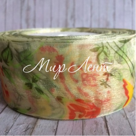 Органза троянда 4 см, молочна