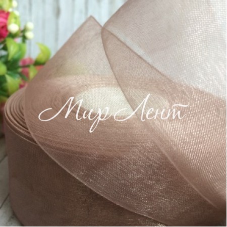 Органза 4 см, сіро-бежевий, метр