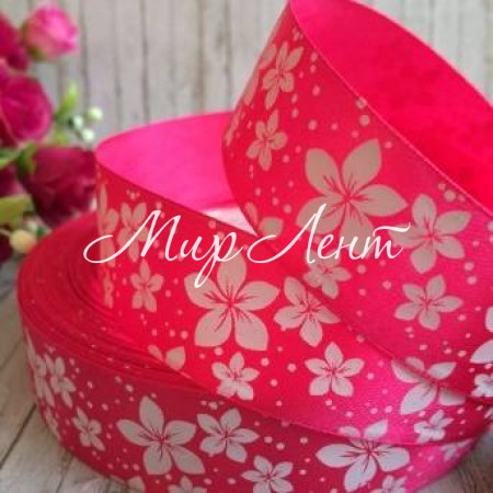 Атлас 2,5 см, вербена, малиновый, метр