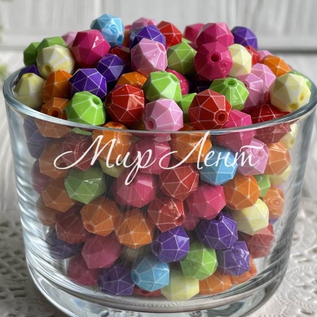 Намисто ромбовидна куля, 10 мм, кольоровий мікс, асорті з 10 шт.