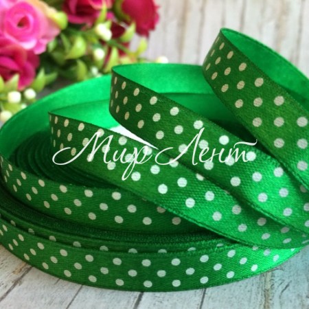 Атлас 0,9 см горох зелений рулон 45 м