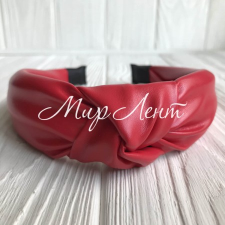 Обруч чалма з екошкіри однотонний, 4 см, червоний, шт.