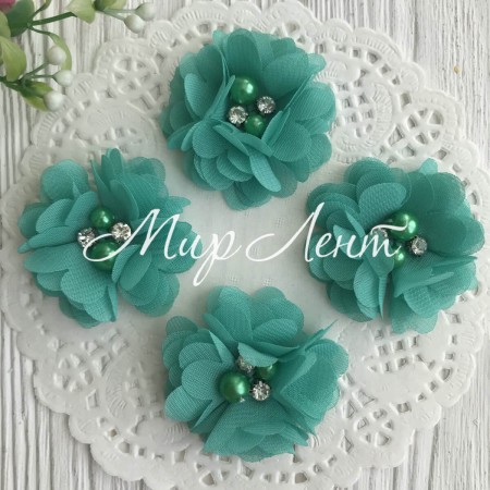 Шифонова квітка, 4,5 см, морська хвиля, шт.