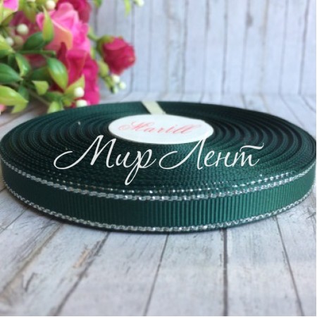 Репс 0,9 см люрекс (срібло), пляшковий, рулон 23 м