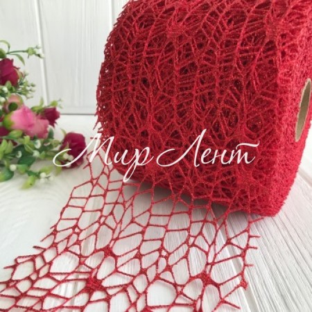 Сітка декоративна новорічна, 12 см, червона